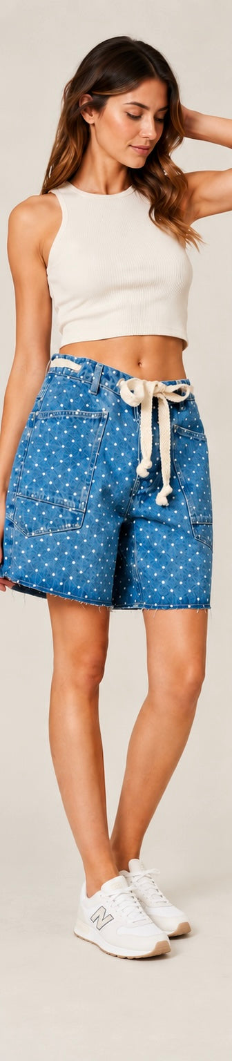 Small Polka Dot Barrel Shorts With Belt