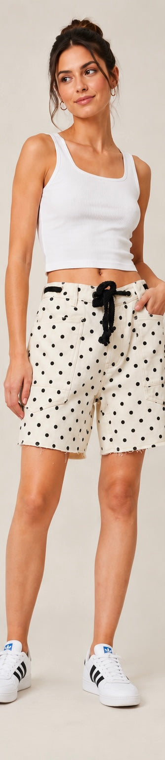 Small Polka Dot Barrel Shorts With Belt