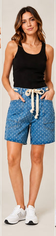 Small Polka Dot Barrel Shorts With Belt