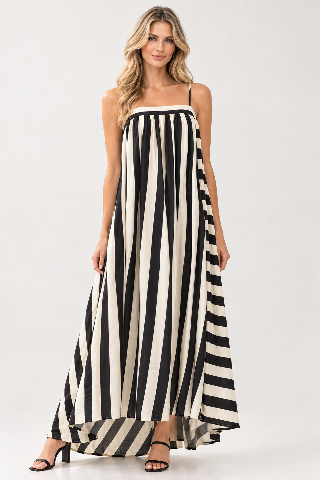 Print Sleeveless Maxi Dress with Adjustable Strap and Smocking Back