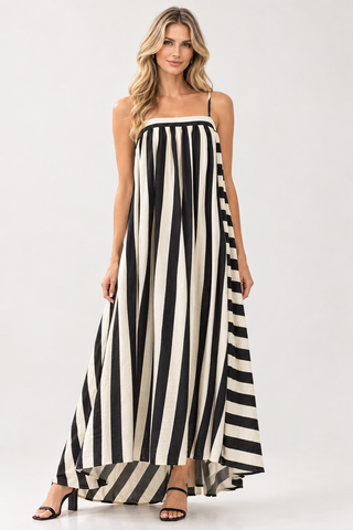 Print Sleeveless Maxi Dress with Adjustable Strap and Smocking Back