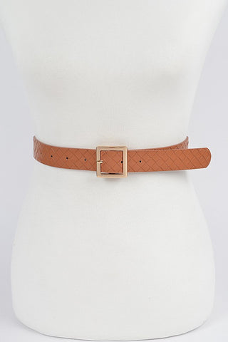 Braided Embossed Rectangle Buckle Belt