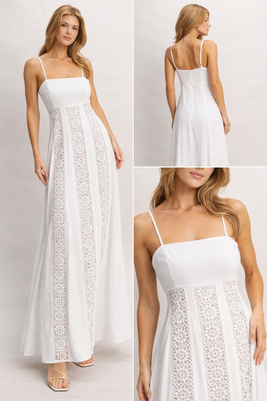 Woven Lace Trim Maxi Dress