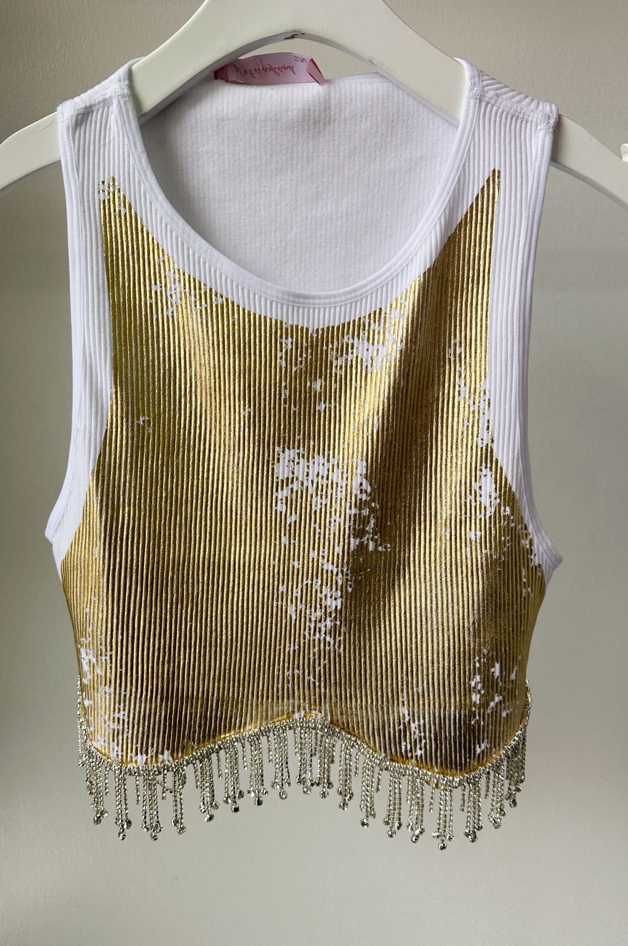 Top With Rhinestone Fringes