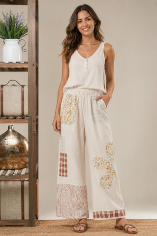 Boho Patchwork Wide Leg Pants