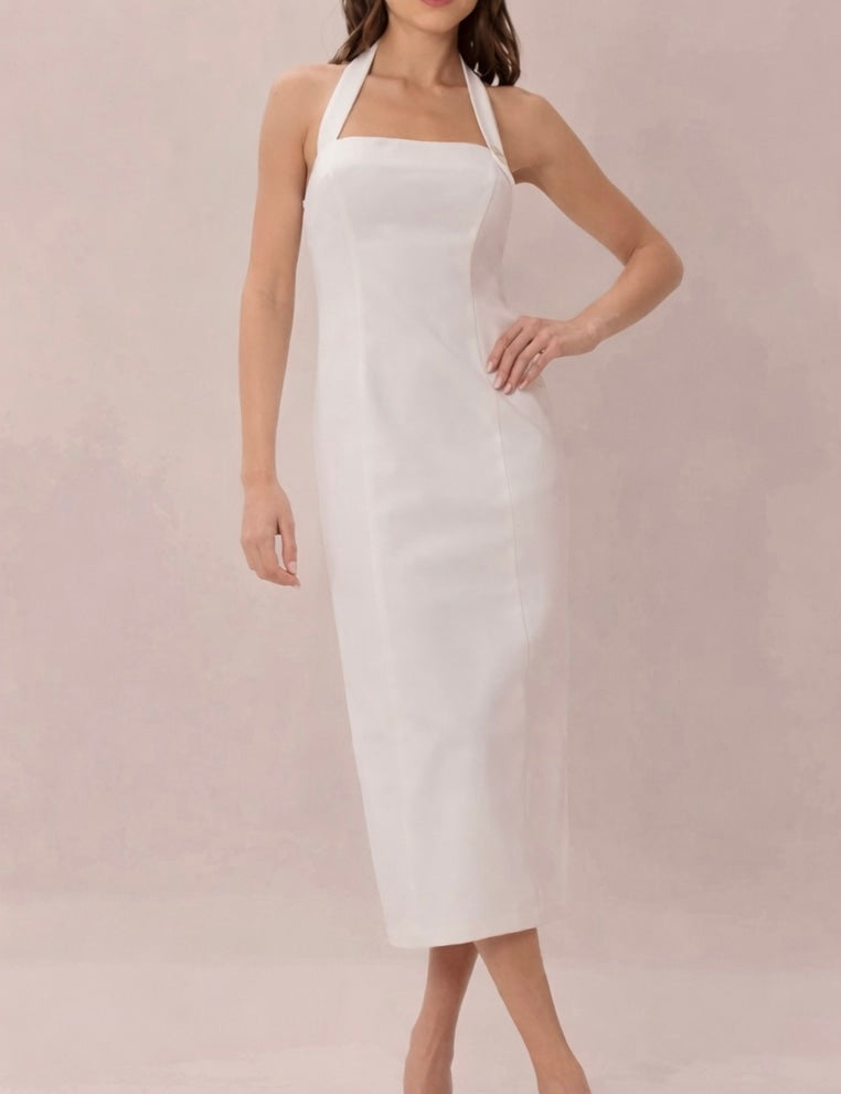 A Solid Woven Midi Dress