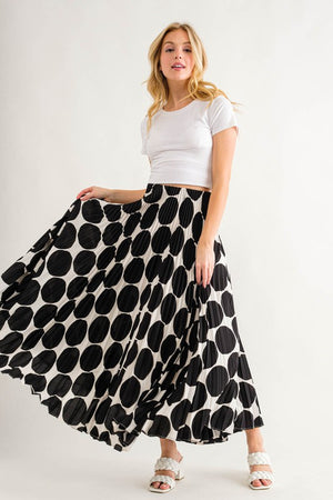 Dotted Pattern Pleated Long Skirts