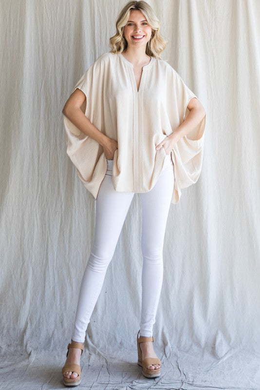 Solid Irregular Hems Boxy Top