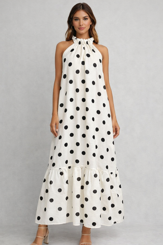 Printed Woven Maxi Dress With Halter Neckline