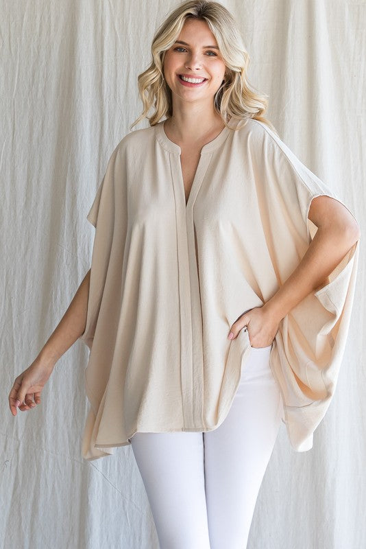 Solid Irregular Hems Boxy Top