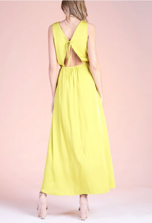 Washed Poly Silk Cowl Neck Draped Maxi Dress