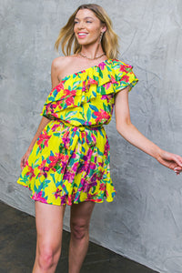 A printed woven romper