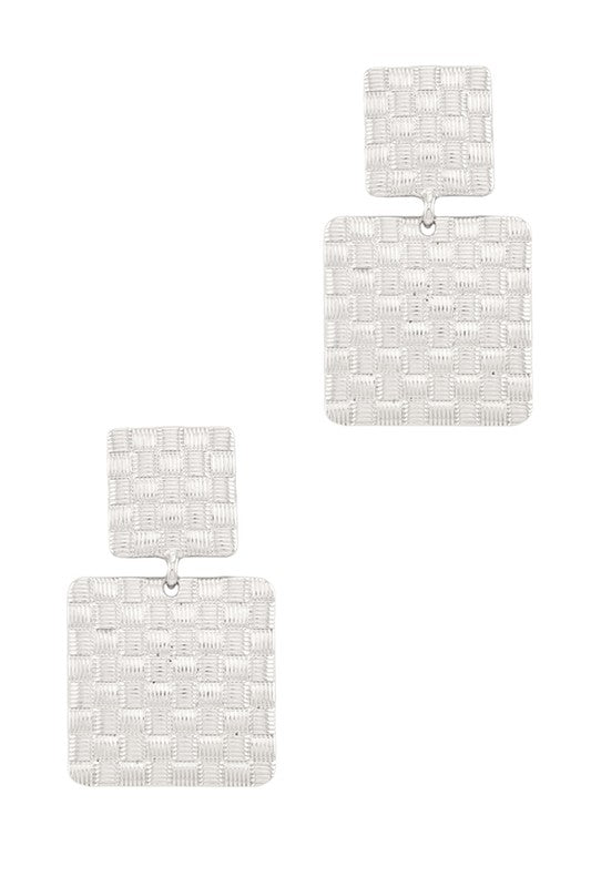 Texture Square Metal Drop Earrings