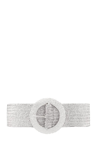 Metal Hammered Round Buckle Elastic Belt