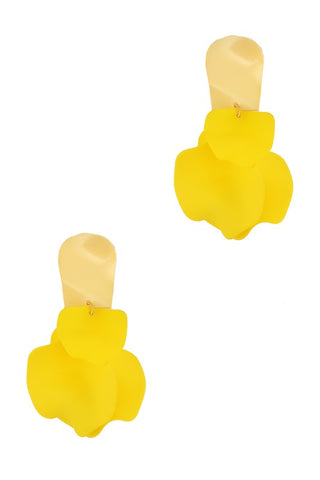 Metal Plated Chiffon Acrylic Rose Drop Earring