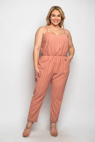 Plus Size Stripe Relaxed Fit Jumpsuit