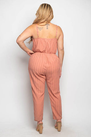 Plus Size Stripe Relaxed Fit Jumpsuit