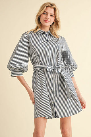 Stripes Belted Shirts Dress