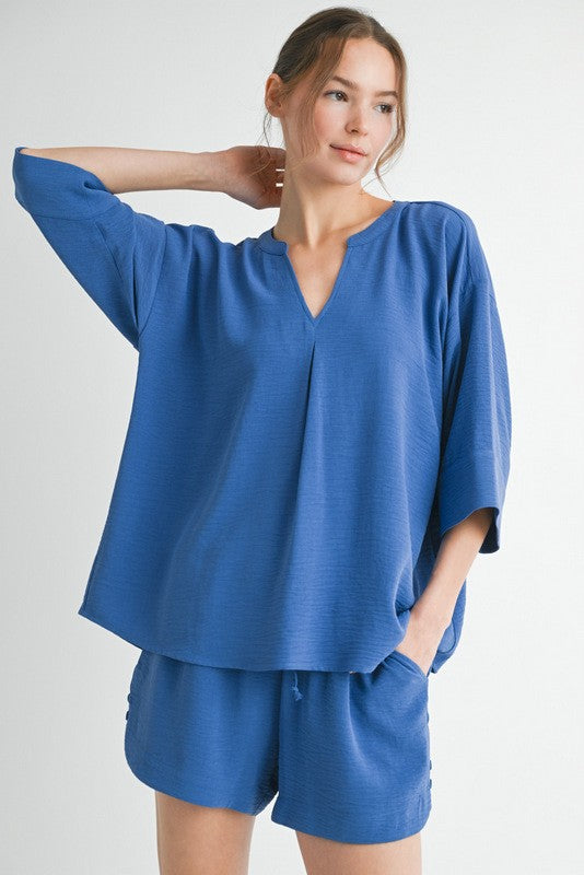 Solid 3/4 Sleeves Loungewear Sets