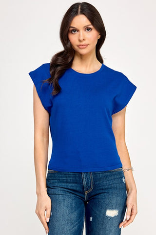 Unbalanced Short Sleeve Sweater Top