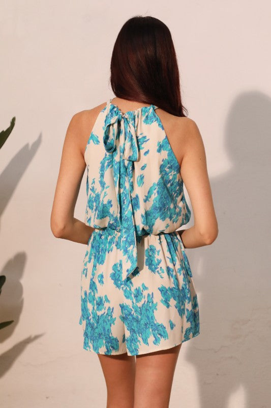 Sweet Blossom Ruched Halter Crop Top