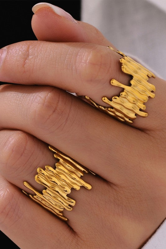 Geometric Stainless Steel Color-block Open Ring