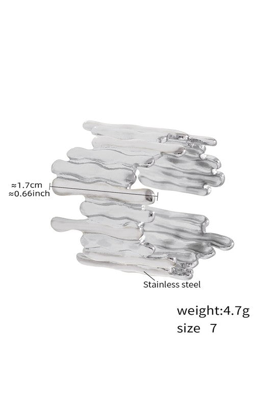 Geometric Stainless Steel Color-block Open Ring