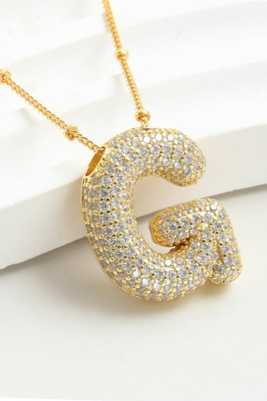 Rhinestone Chain,pave Bubble Letter Necklace
