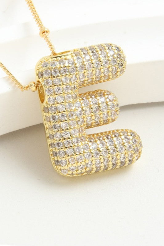 Rhinestone Chain,pave Bubble Letter Necklace