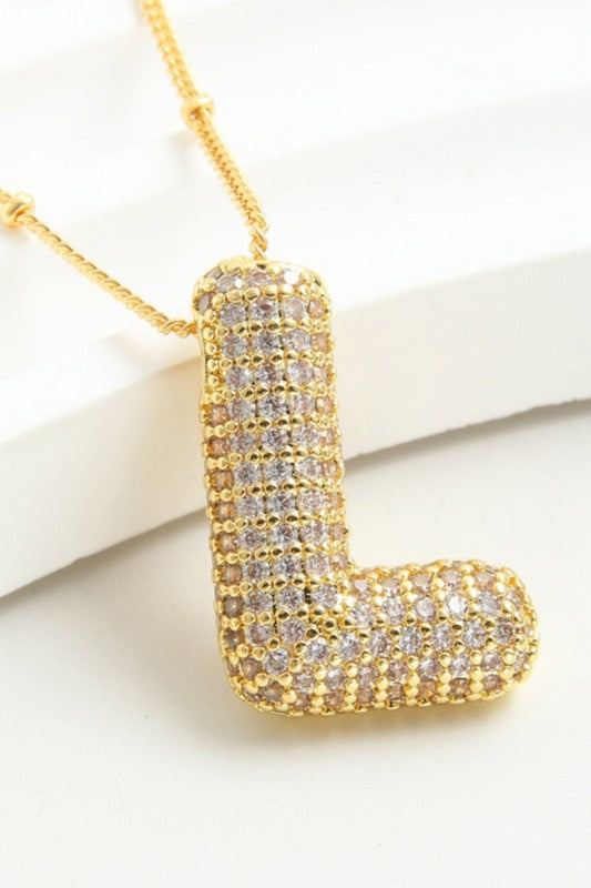 Rhinestone Chain,pave Bubble Letter Necklace