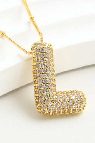Rhinestone Chain,pave Bubble Letter Necklace