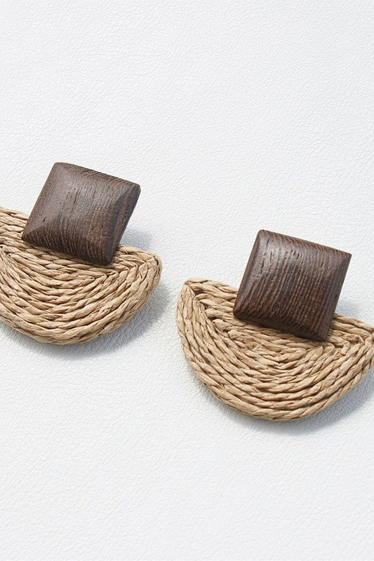 Woven Leopard Print Braided Stud Earrings