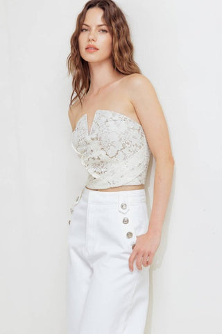 A Woven Lace Tube Top