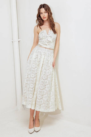 A Woven Lace Midi Skirt
