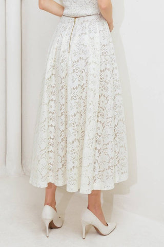 A Woven Lace Midi Skirt
