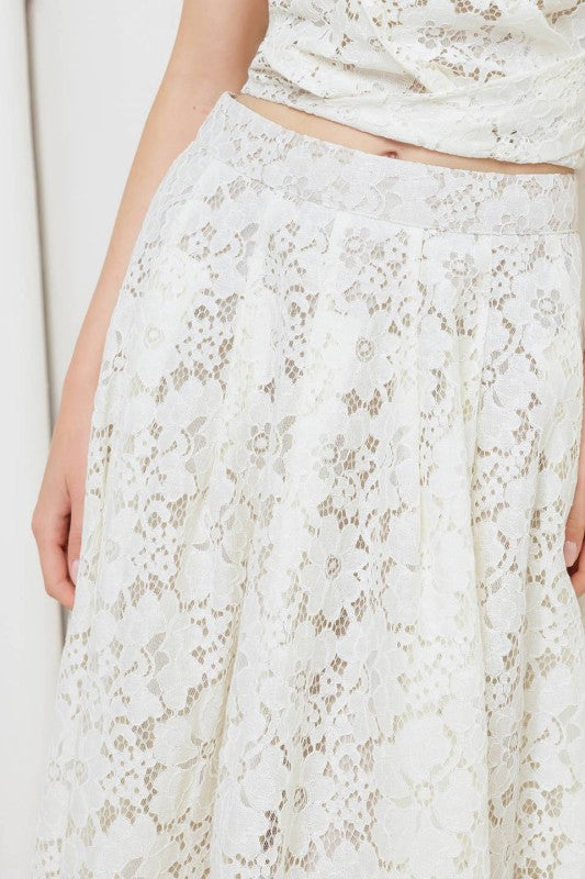 A Woven Lace Midi Skirt