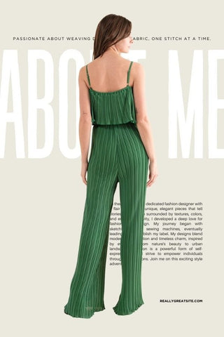 Pleated Fabric Ruffled Crop Cami Tank Top Jumpsuit
