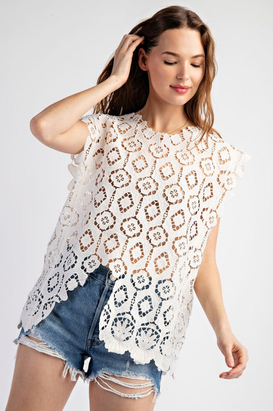 Oversized Crochet Sleeveless Top
