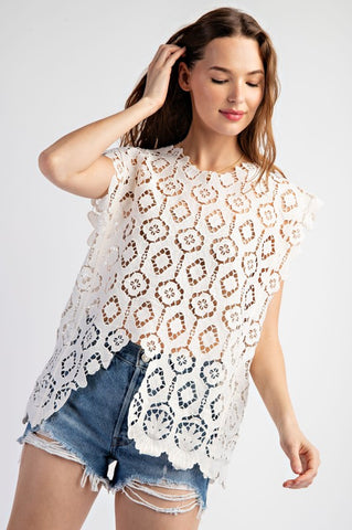 Oversized Crochet Sleeveless Top
