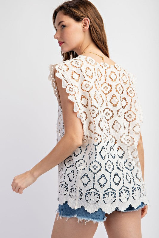 Oversized Crochet Sleeveless Top