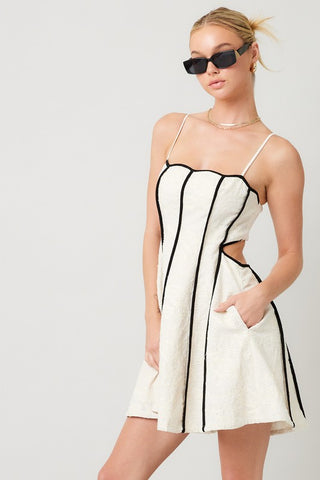 Embroidery Cut Out Back Dress