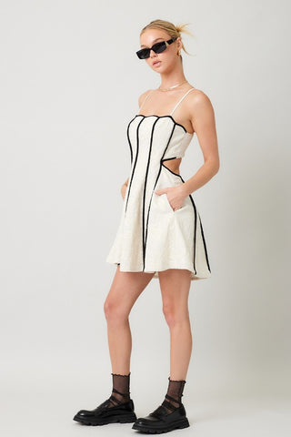 Embroidery Cut Out Back Dress