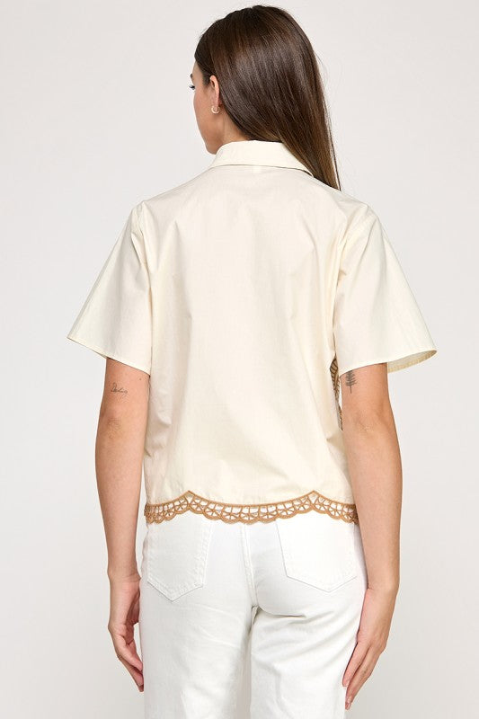 Embroidery Detail Button Down Shirt