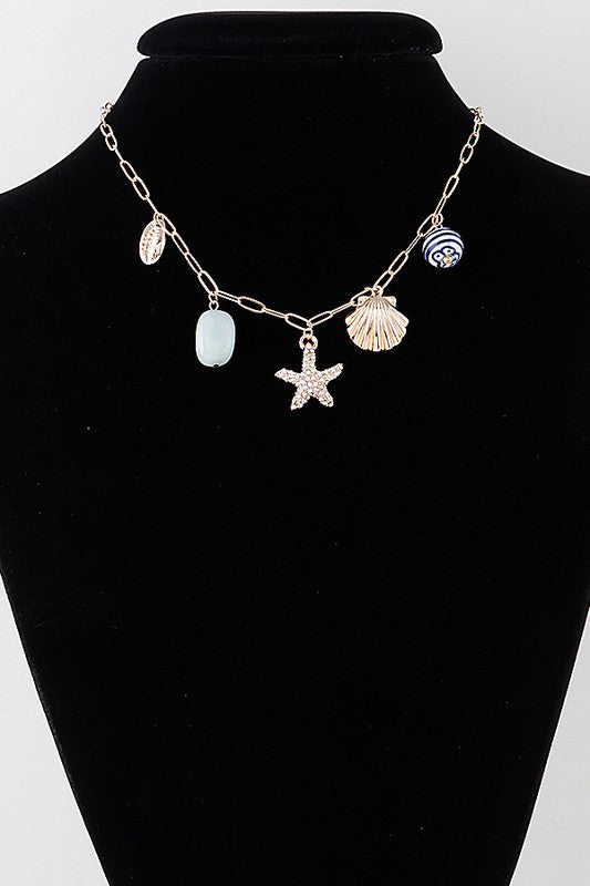 Multi Sea Charm Chain Necklace