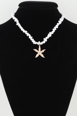 Hammered Starfish Beaded Necklace
