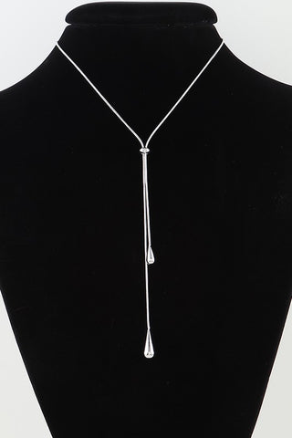 Shiny Twin Teardrop Toggle Necklace