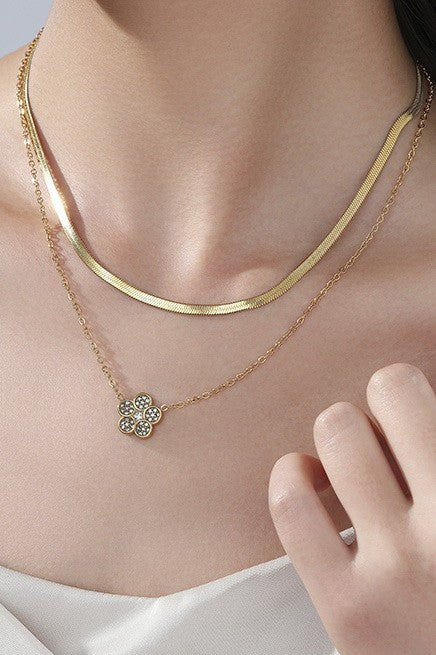 18k Stainless Steel Tarnish Free Clover Necklace