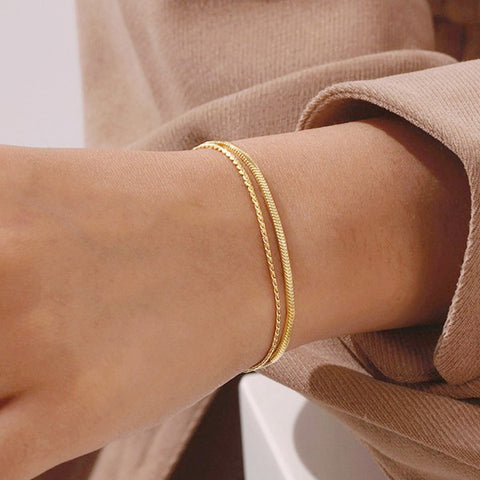 18k Stainless Steel Tarnish Free Layered Bracelet