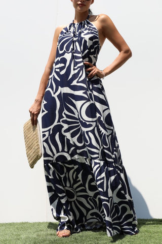 Printed Halter Neck Woven Maxi Dress