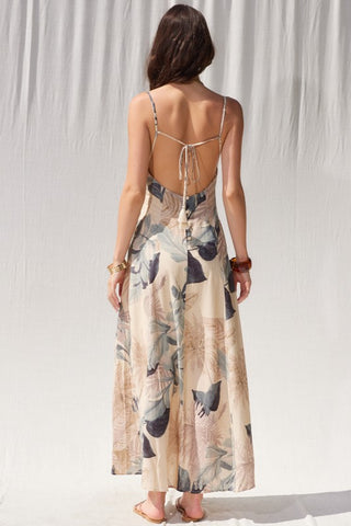 Printed Open Back Maxi Dress